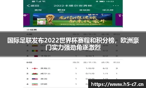 国际足联发布2022世界杯赛程和积分榜，欧洲豪门实力强劲角逐激烈